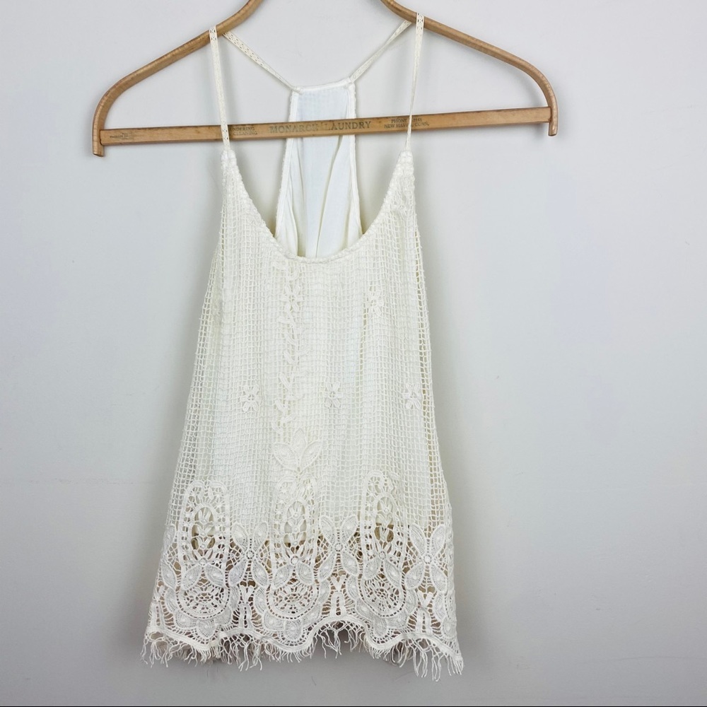 Off Line, Inc || Layered Crochet Tank w/Fringe Hem